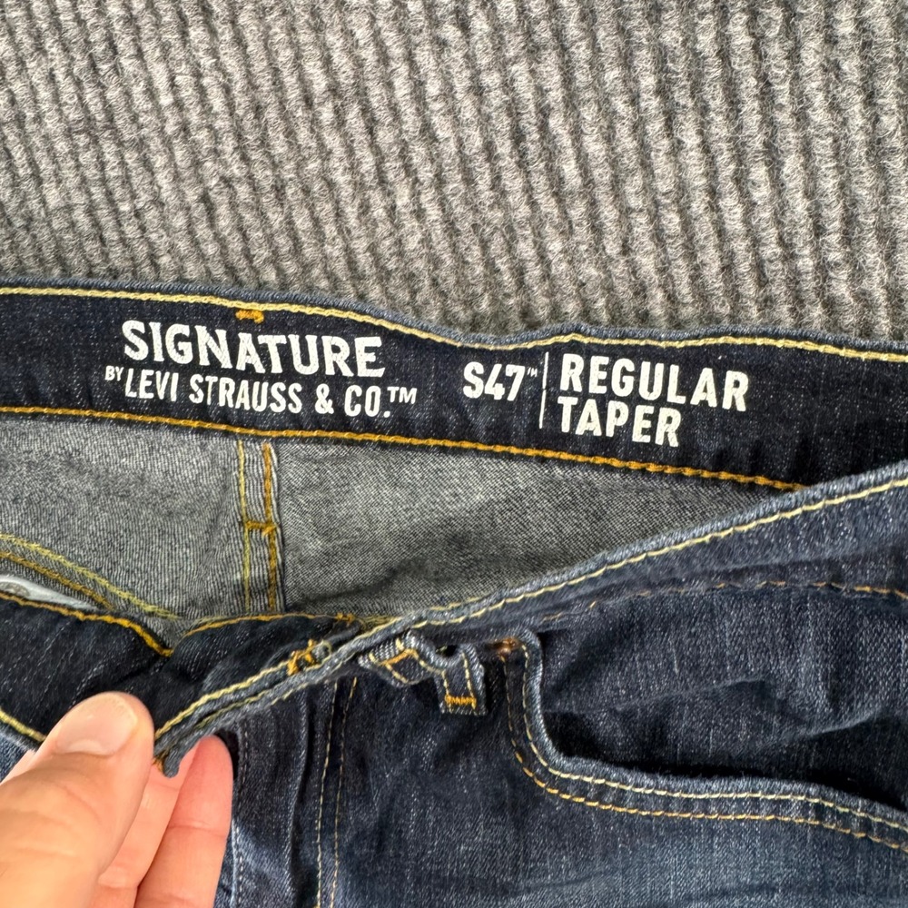 Levi Strauss Signature S47 Jeans Mens 30x30 Regular Taper Dark Wash Denim Pants - Picture 4 of 10